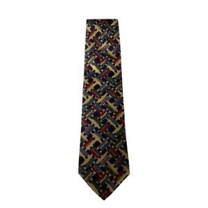 Structure Italian Fabric Necktie Geometric Pattern Silk Made in‎ USA